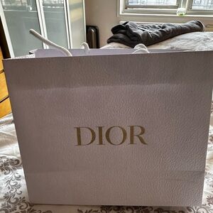 Dior White and Gold Shopping Bag